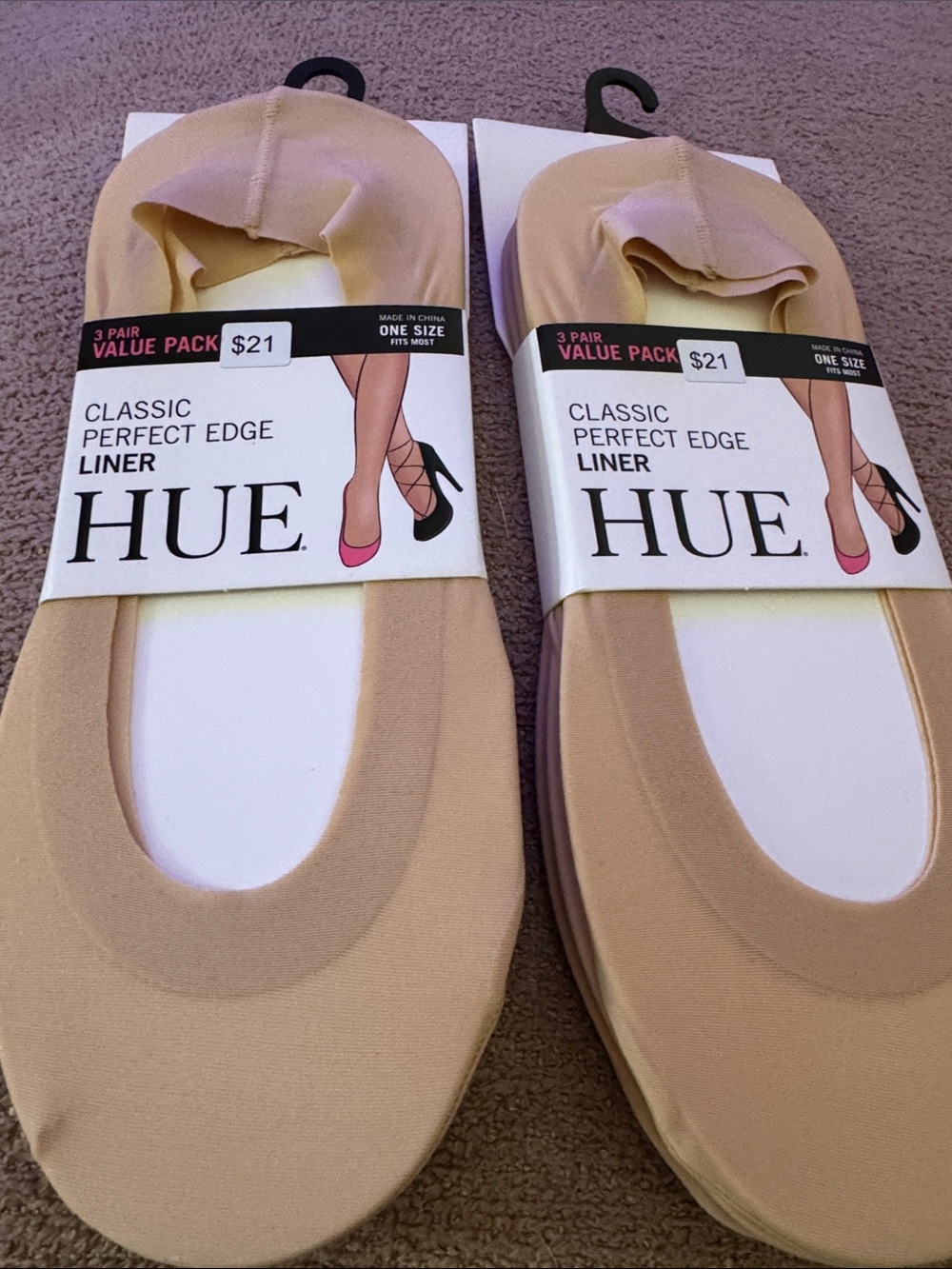 HUE Classic Perfect Edge Liner - Nude/Tan (6 Pair Value Pack)